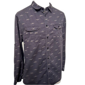 Vintage Original J.A.C.H.S. Classic Fit Charcoal Shirt Brown Birds -Men XL